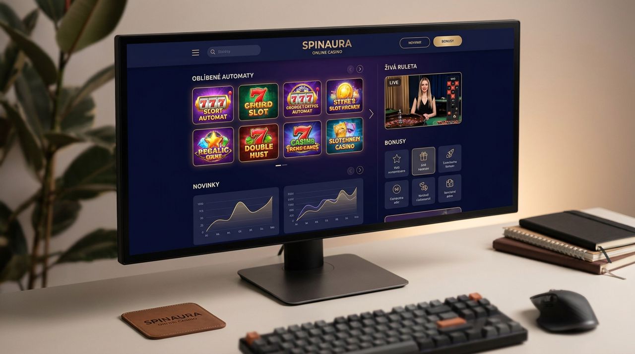 Snímek webových stránek online kasina SpinAura