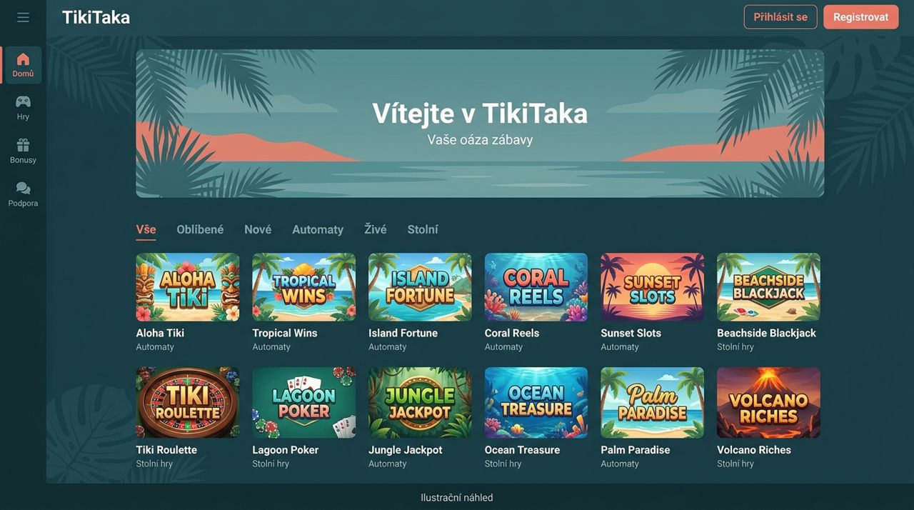 Náhled webu kasina TikiTaka
